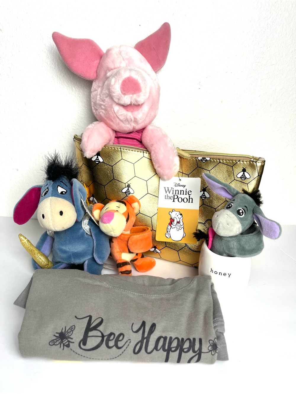 Disney Pooh Bear Bundle Honey Cup Cotton Medium Shirt Slap Bracelet Tiger Piglet